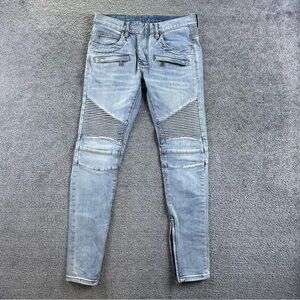 MNML moto biker jeans size 28 low rise skinny 32.5” inseam